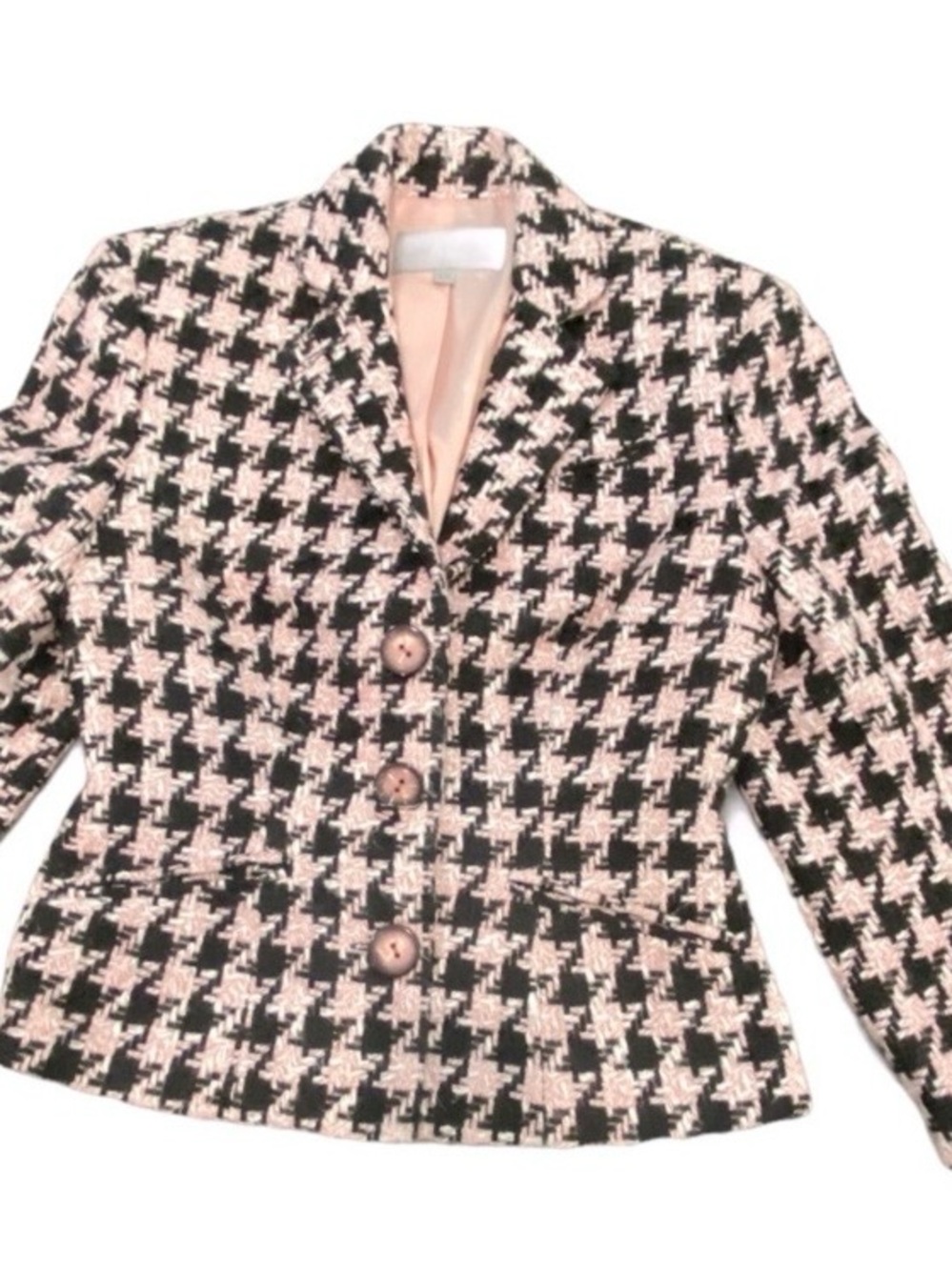 Women's Black and Pink Houndstooth Tweed Jacket